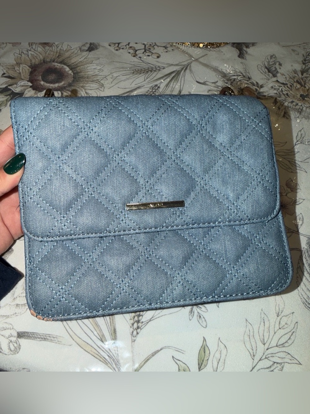 Aldo Quilted Light Blue Crossbody Bag